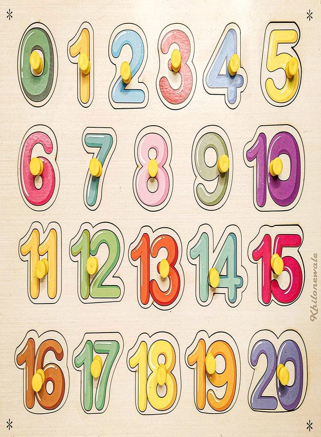 Khilonewale - Wooden Number (Counting's 0 to 20) | Color Learning Educational Puzzle Board for Kids | Montessori Educational Learning Toys - Image 3